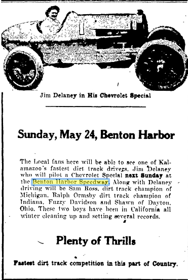 Benton Harbor Speedway (Benton Harbor Fairgrounds) - May 1922